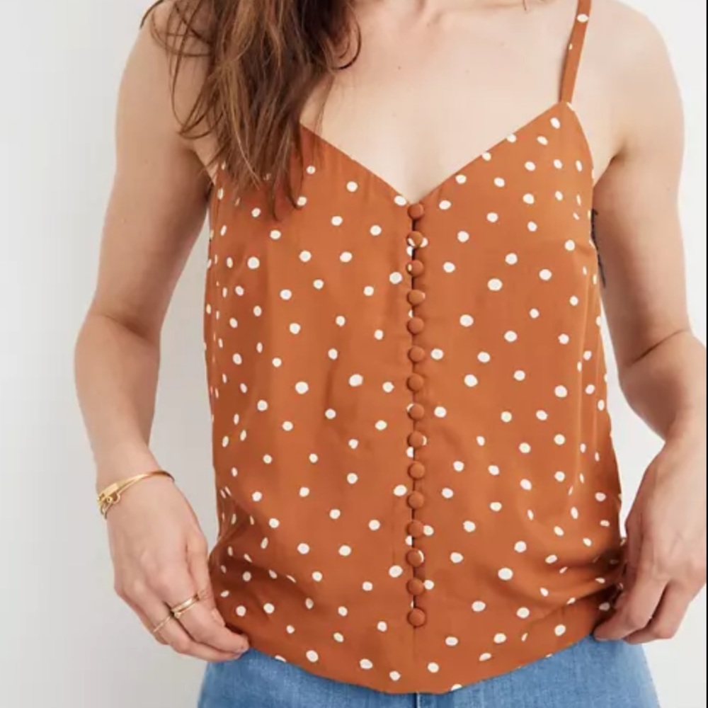 Button down cami top in inkspot dots